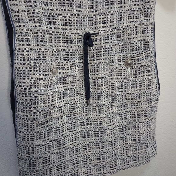 Maje Retrola Tweed Drawstring Waist Blue White Mini Dress Pockets Size 38 - Picture 10 of 16